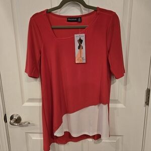 Red and White Asymmetrical Top